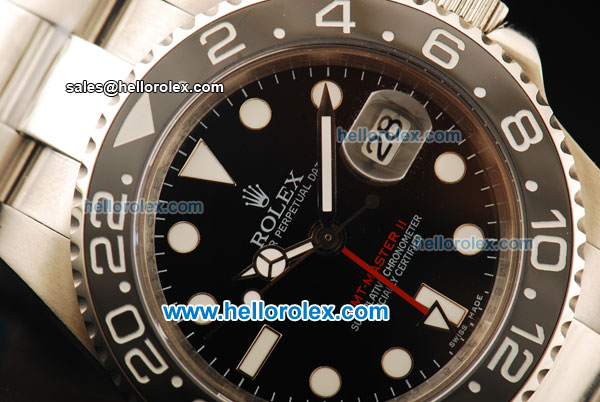 Rolex GMT-Master II Automatic Movement Full Steel with Black Dial and Black Bezel - Click Image to Close